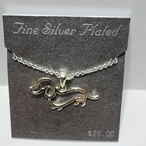 Fine Silver Plate Dachshund Pendant / Necklace New